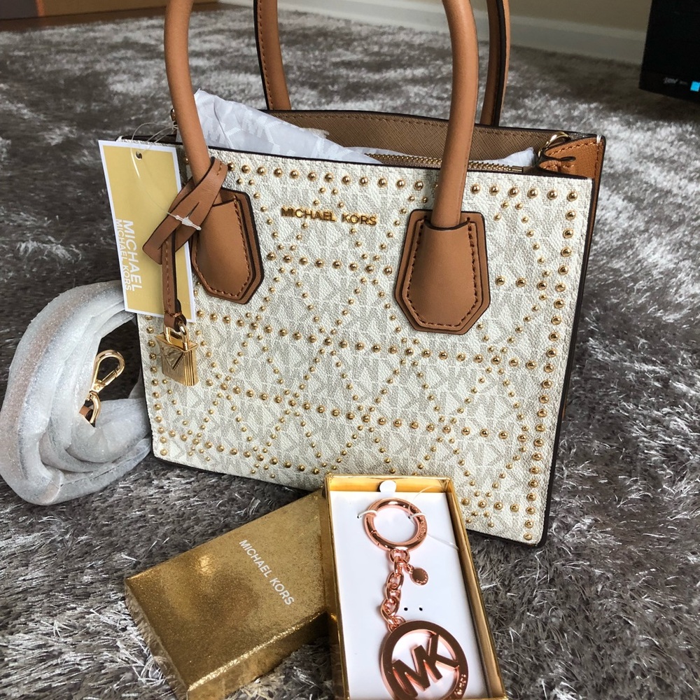 NWT Michael Kors Mercer Stud & Grommet Msngr Tote